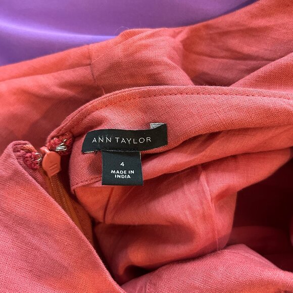 Ann Taylor Linen Blend Flutter Flare Dress - Picture 2 of 3